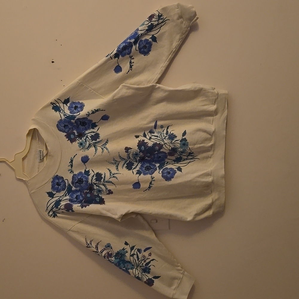 Floral Blue and White Sweatshirt